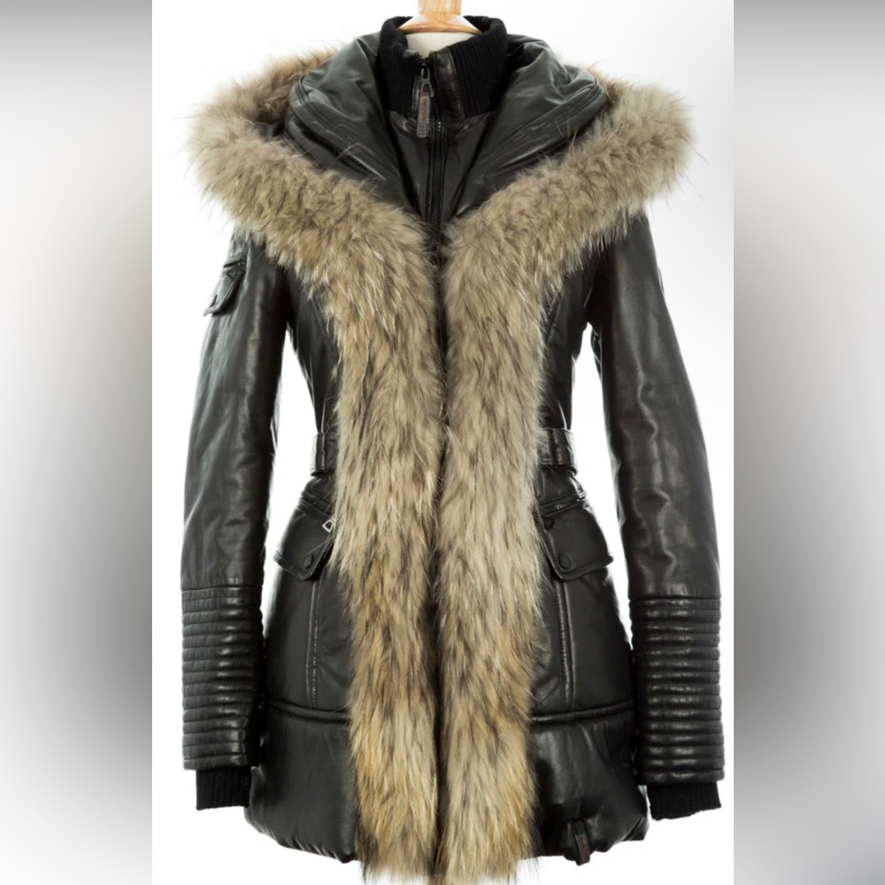 Rudsak Jenny Leather Parka With Fur Trim